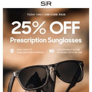 Today Only! 25% OFF Prescription Sunglasses