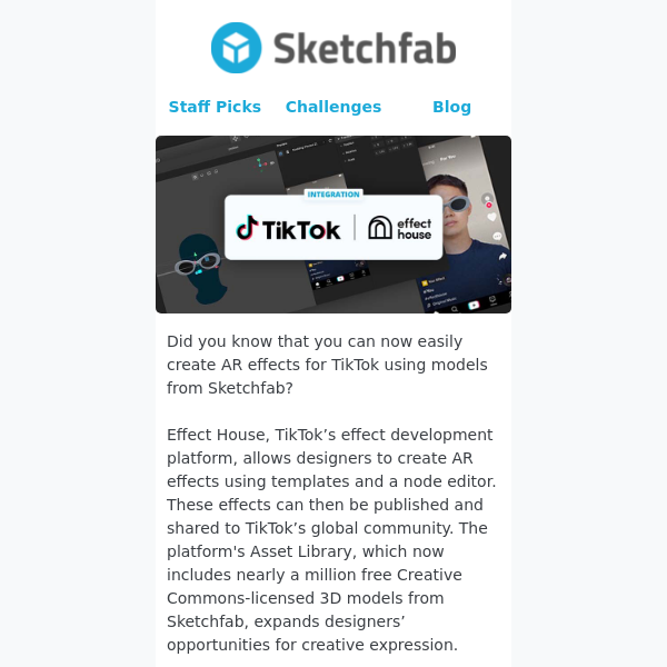 New: TikTok’s Effect House offers Sketchfab model import