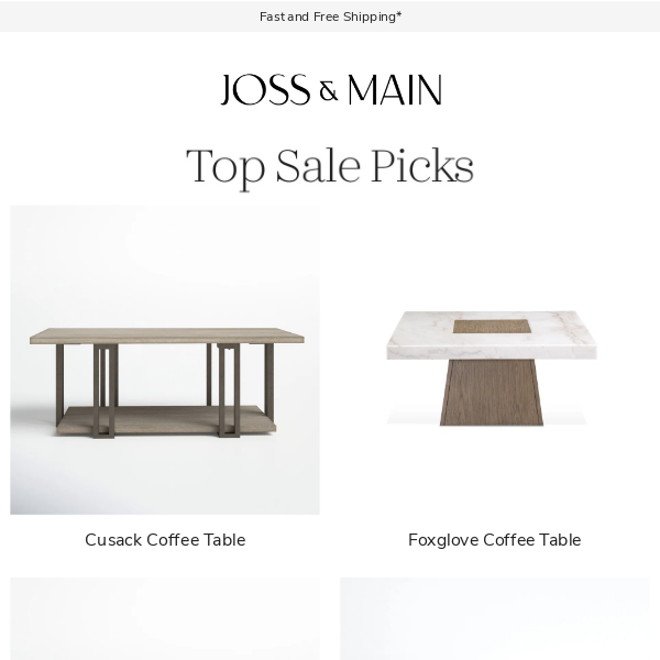 CUSACK COFFEE TABLE up to 30% off + TOP STYLES FOR LESS with code
