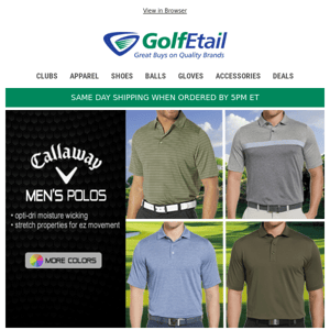 Callaway's Back‼️ 2 / $50 Polo Shirts • 4 Styles • Save BIG Today
