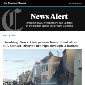 Breaking News: One person found dead after S.F. Sunset District fire rips through 3 homes