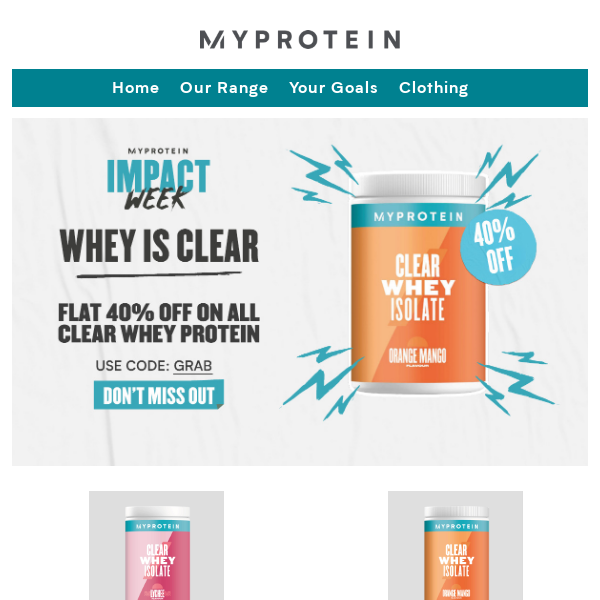 Beat the heat with 40% off on Clear Whey Protein!