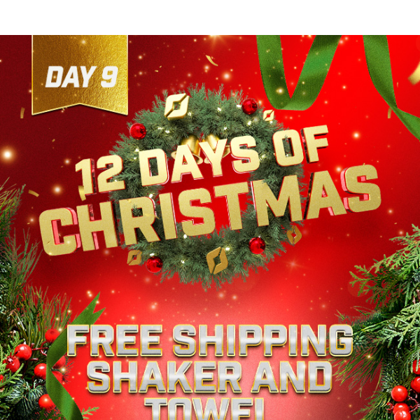 [Day 9] FREE Shaker, Towel & Shipping (Orders $100+)