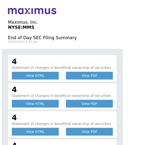 Daily SEC Filing Alert for Maximus, Inc. (MMS)
