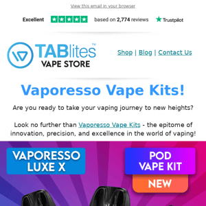 Shop Vaporesso Vape Kits at Tablites! 🔥