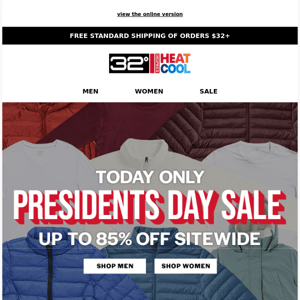 Up to 85% Off Sitewide Presidents Day Sale | Today Only