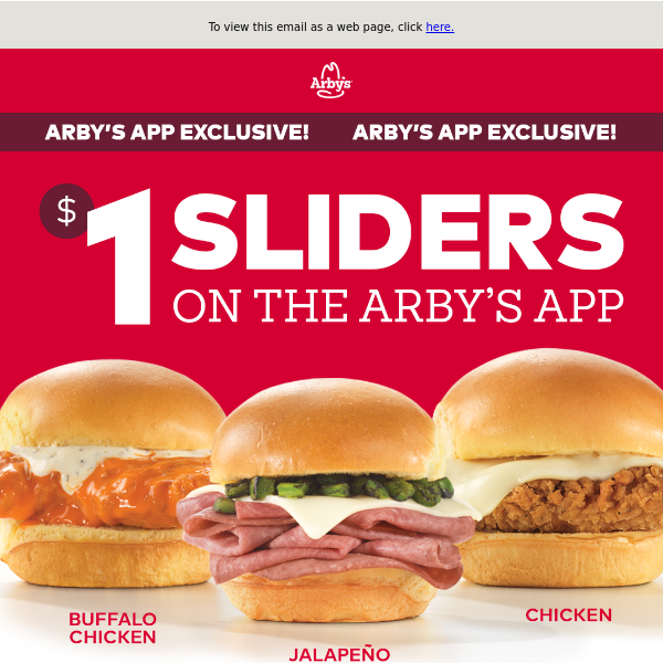 $1 Sliders on the Arby's app