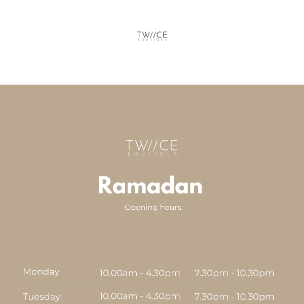 RAMADAN OPENING HOURS