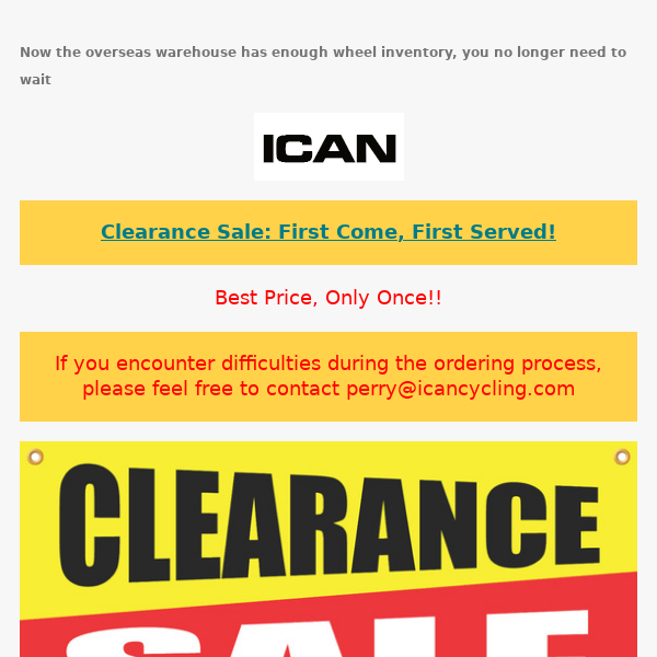 ICAN Cycling-Clearance Sale: First Come, First Served!