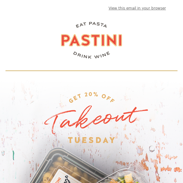 Takeout is 20% Off Today!