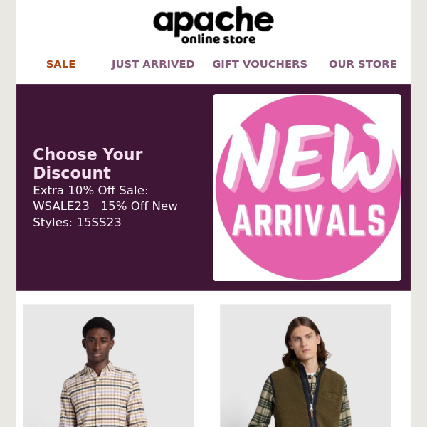Apache New Arrivals + Last Sale Clearance