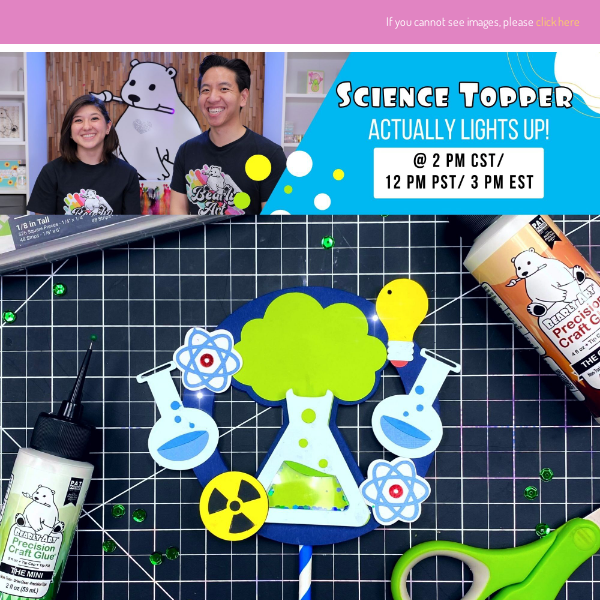LIVE today: Science shaker cake topper