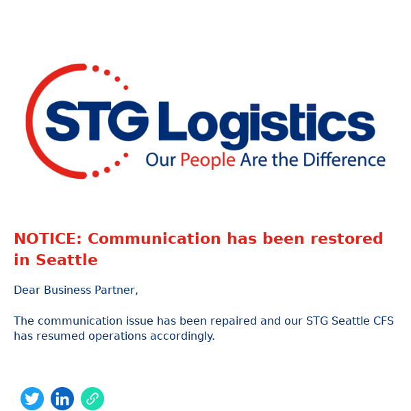 NOTICE: Communication has been restored in Seattle