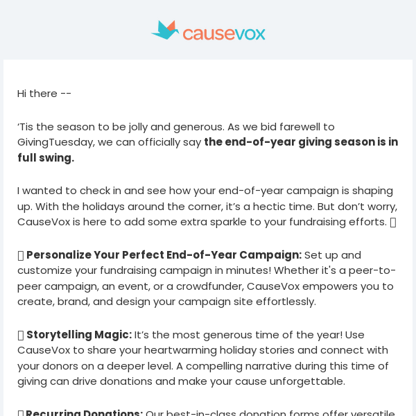 Maximize your year-end giving results with CauseVox!
