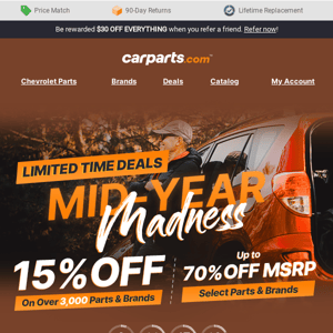 Car Parts, Here’s Your Exclusive 15% OFF Mid-Year Madness Coupon>>>