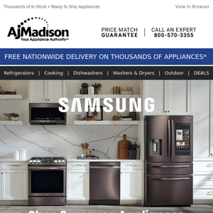 Samsung Save up to 30%  on In Stock appliances!