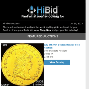 Monday's Great Deals From HiBid Auctions - July 10, 2023