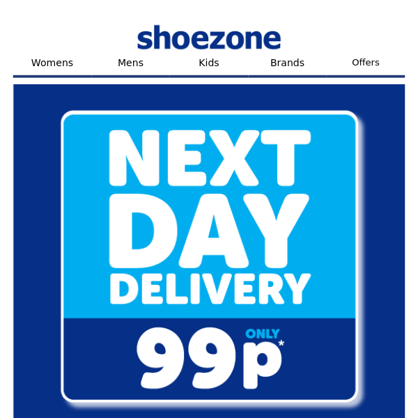 Next day delivery only 99p! one day only