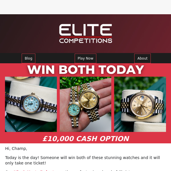 😮£10,000 or 2 Rolex's won today!