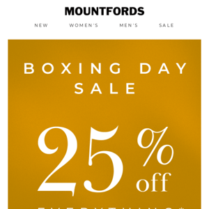 BOXING DAY SALE | 25% OFF EVERYTHING