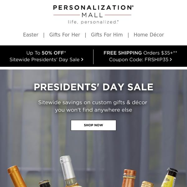 Weekend Presidents' Day Sale! 50% Off Sitewide + Free Shipping
