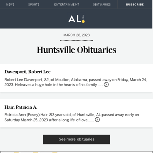 Huntsville obituaries for March 28, 2023