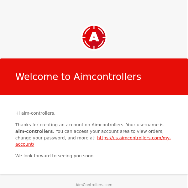 Your Aimcontrollers account has been created!