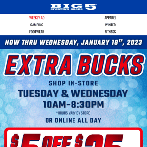 GET 🎿 $5 Off $25 ❄️ NOW Thru Wednesday!