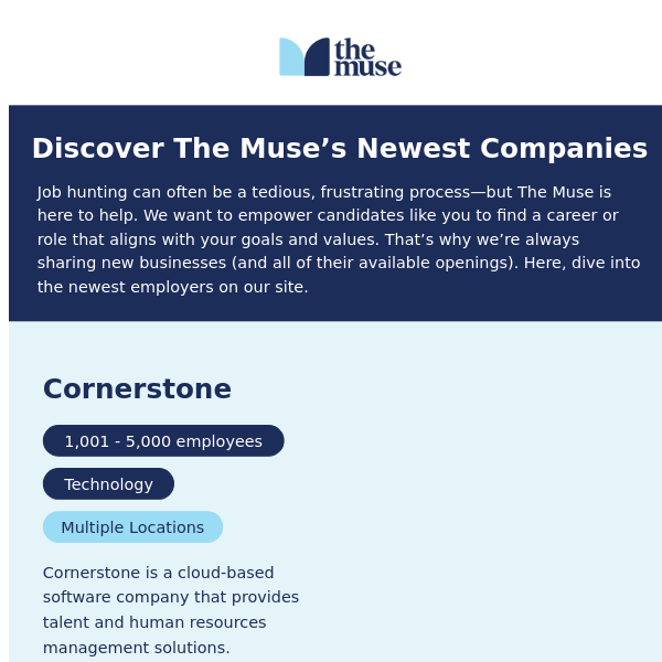 Explore new companies on The Muse