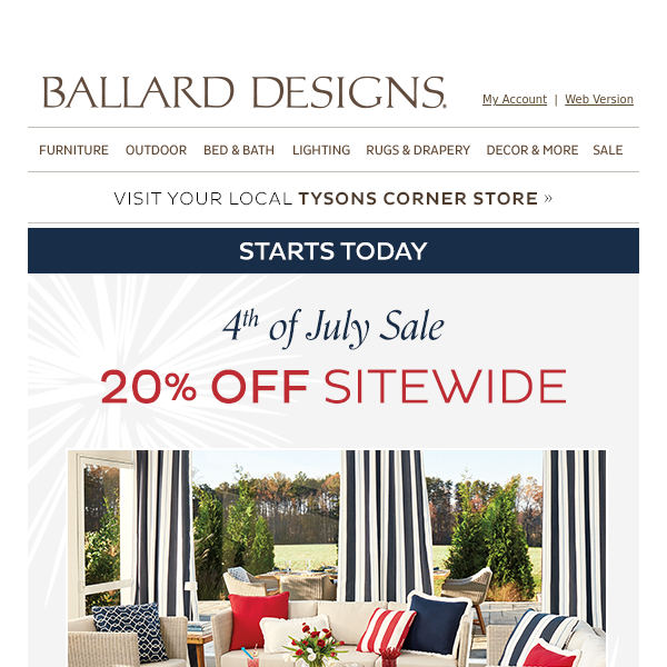 Celebrate the 4th early with 20% off your entire order