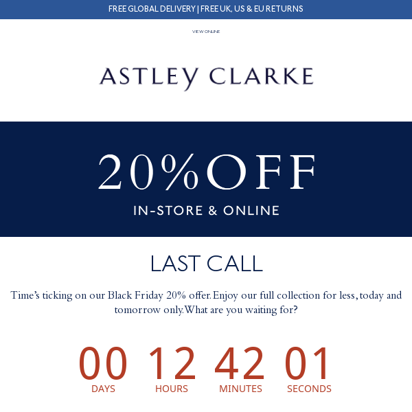 Time is ticking to enjoy 20% off