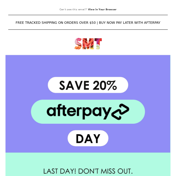 ✨ LAST DAY -  20% off AFTERPAY DAY SALE  ✨