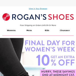 Get 10% off women's shoes!