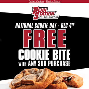 Free Cookie Alert: Get a Free Cookie Bite December 4th