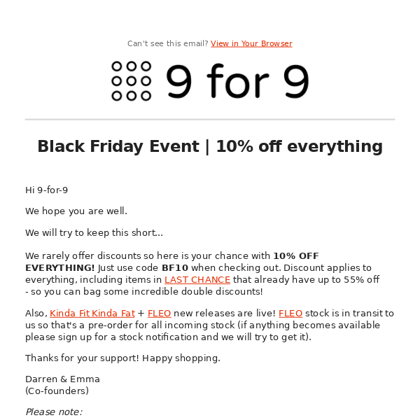 Black Friday | 10% off everything