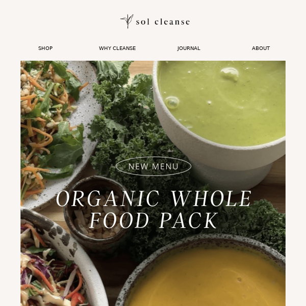 NEW MENU: Organic Whole Food Pack