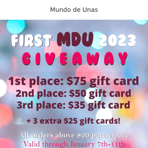 MDU GIVEAWAY! Purchase and win!