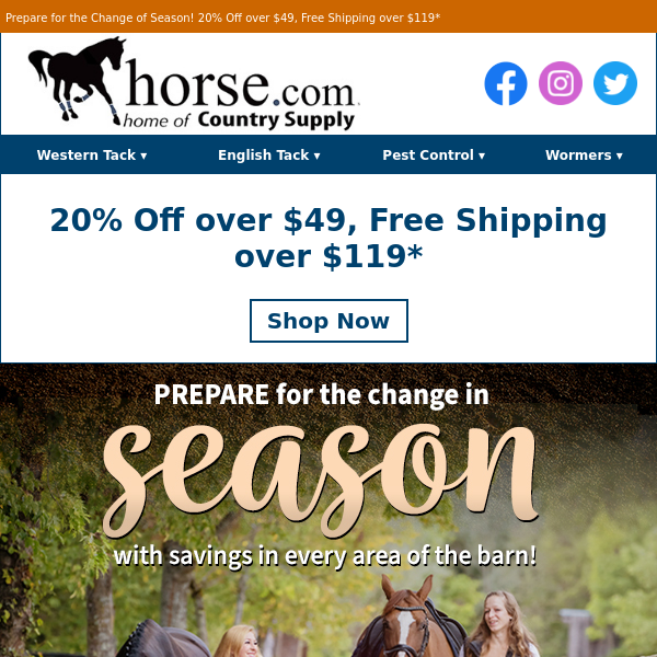 Hot Deals for Fall Riding! 20% Off + Free Shipping