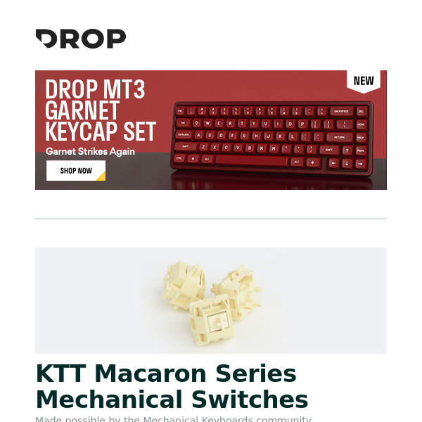 KTT Macaron Series Mechanical Switches, Shargeek Storm 2 Portable Solar Panel Charger, Drop MT3 Garnet Keycap Set and more...