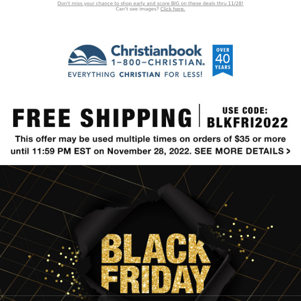 Free Shipping + Black Friday Book & Bible Savings