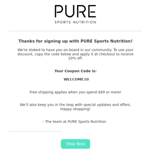 How to use your PURE Sports Nutrition coupon