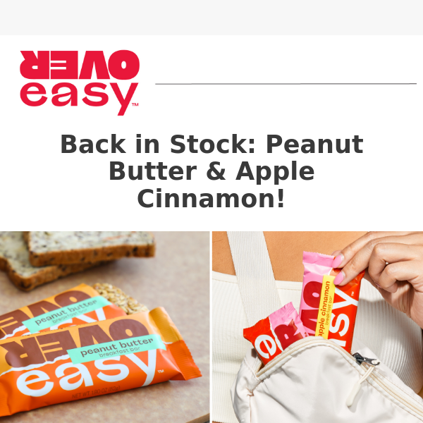 Back in Stock Update: Peanut Butter & Apple Cinnamon Breakfast Bars!