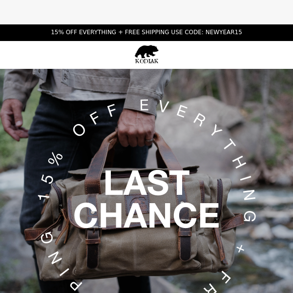 LAST CHANCE - get 15% off EVERYTHING