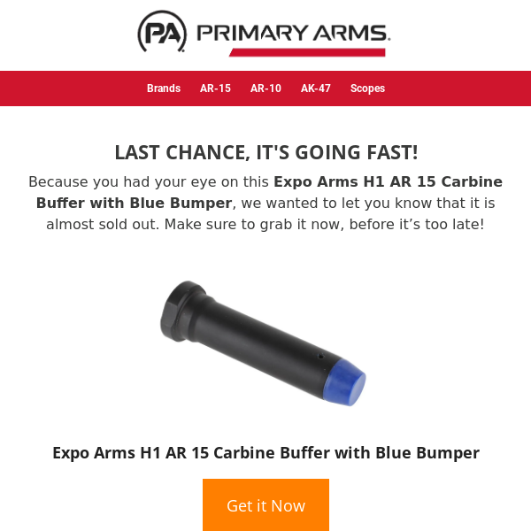⚡ It’s almost gone! See if Expo Arms H1 AR 15 Carbine Buffer with Blue Bumper is available ⚡
