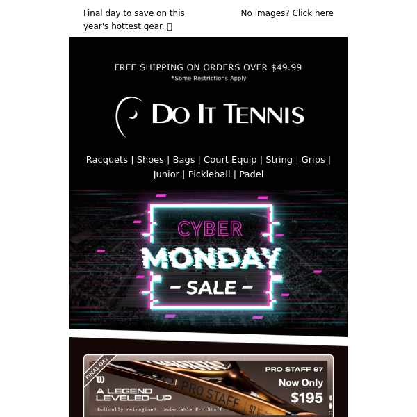 Don't Miss Out. 💻 Cyber Monday Sales on Babolat, Wilson & Head!
