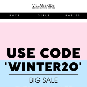 Shop Now With The Code 'WINTER20'