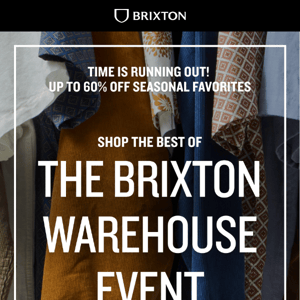 Time is almost up! Warehouse Event Ends Soon.