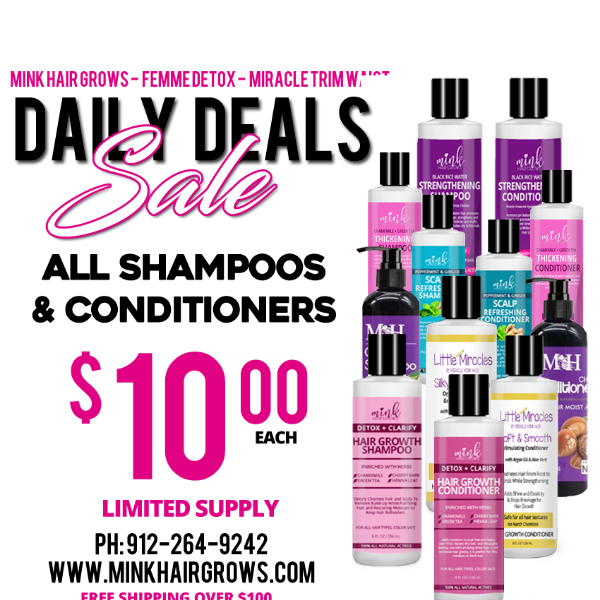 8oz $10 Shampoo & Conditioner Deals inside