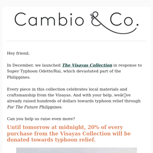 20% for typhoon relief