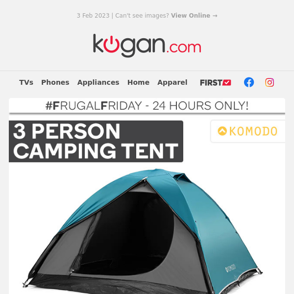 #FF: 3 Person Camping Tent $99 (Rising to $159.99 Tonight!)